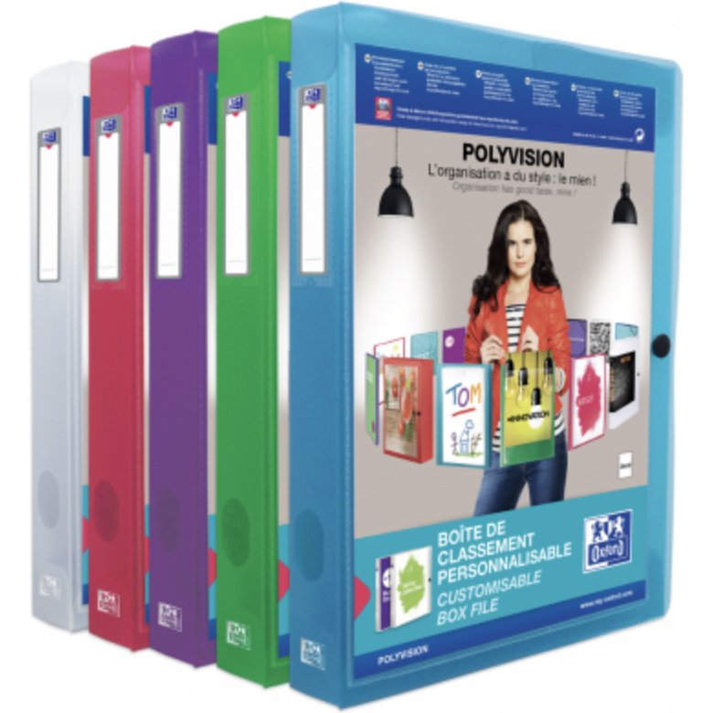 Boîte classement elba polypropylène polyvision translucide 7/10e a4 24x32cm dos 4cm assortis