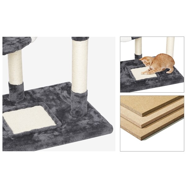 Yaheetech Katzenbaum Katzenkratzbaum Kletterbaum Höhenverstellbar Spielbaum für Katzen, 227,5-254,5 cm