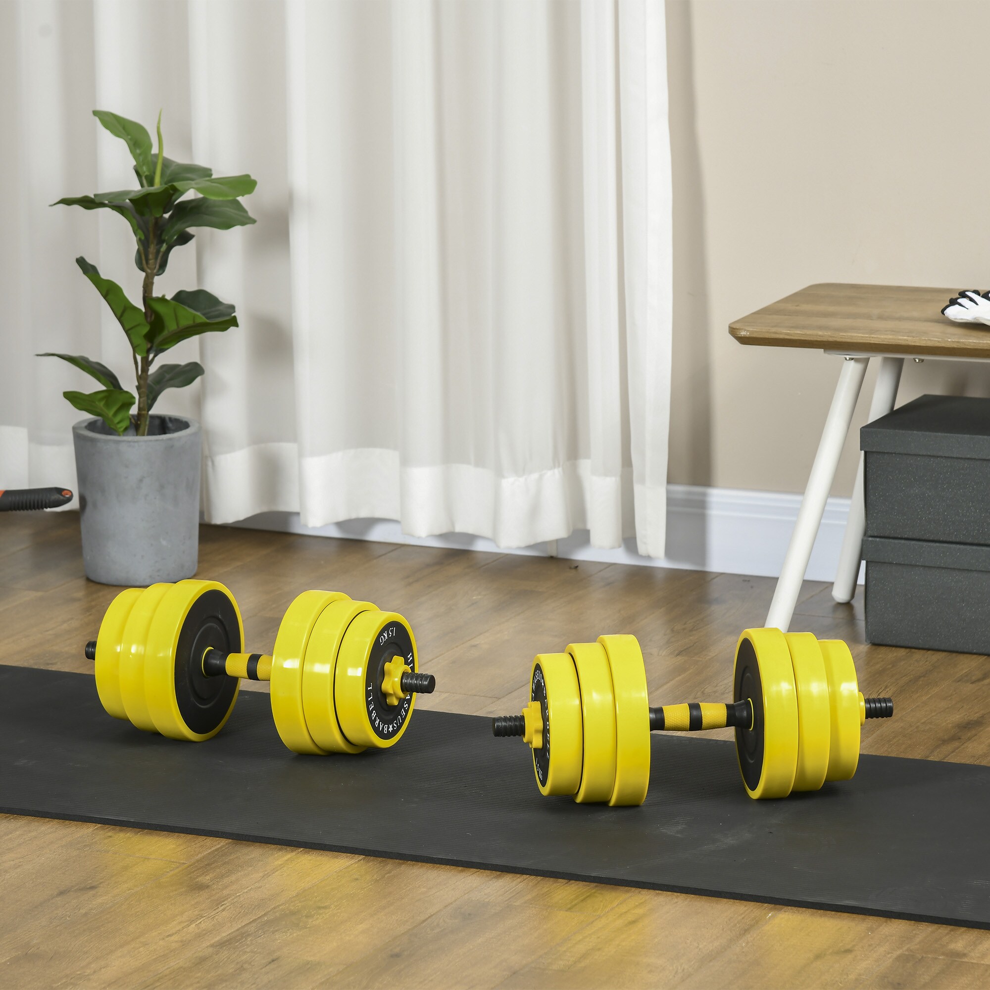 HOMCOM 2-in-1 Hantelset gelb, schwarz