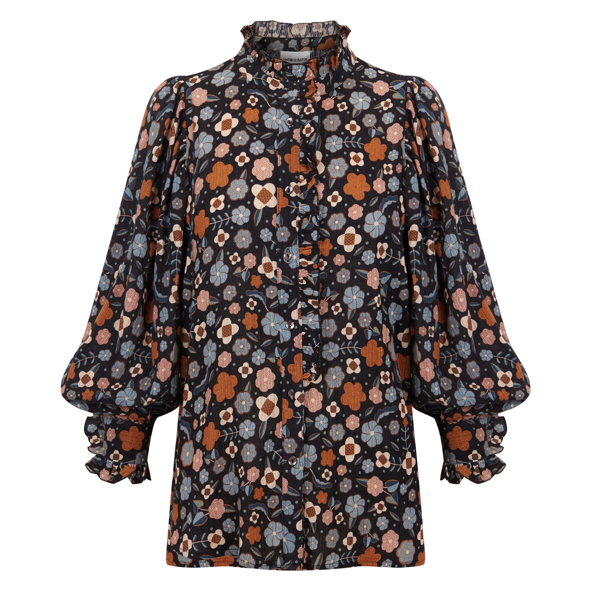 LEO - Chemise droite col montant en coton | Multicolore