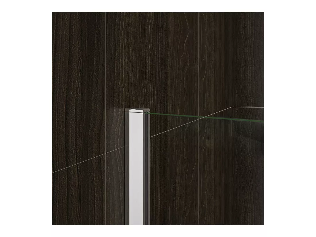 Paroi de douche à l'italienne 120+30x200cm avec retour pivotant - Verre 8mm trempé - Avec barre de fixation 140cm en carré