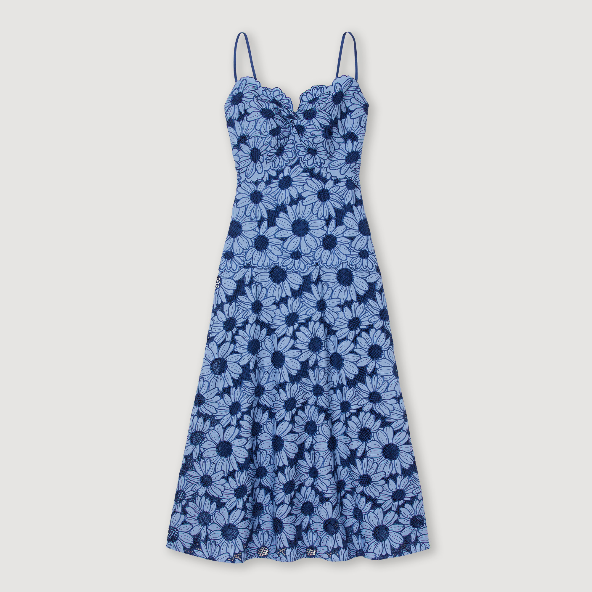 Robe midi en guipure marguerites