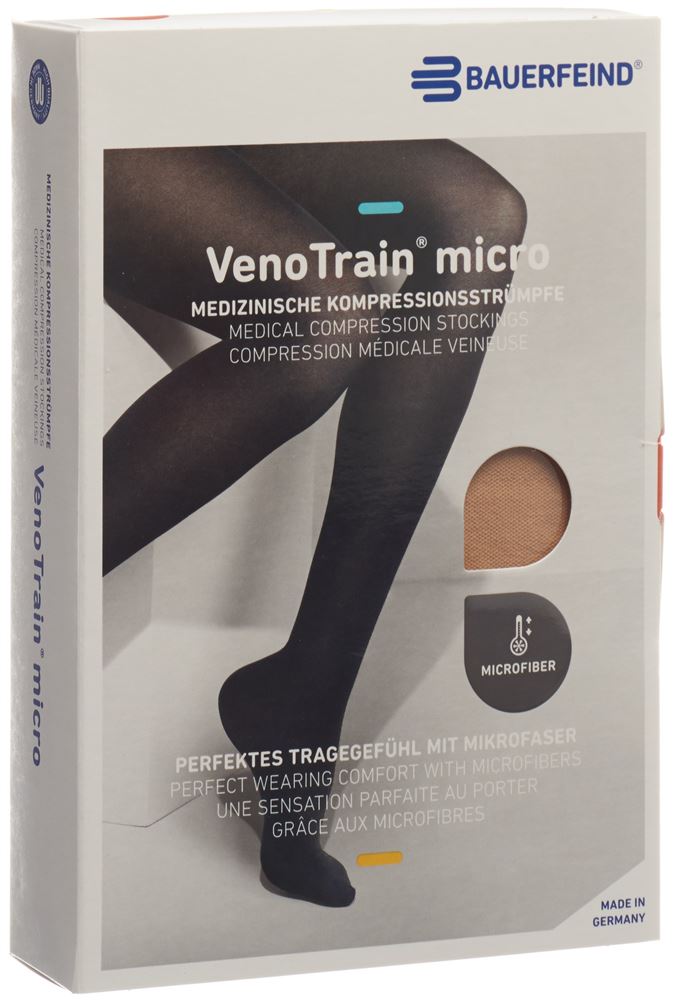 Bauerfeind VenoTrain Micro KKL2 ATU<br>1 Stück, L, plus/long geschlossene Fussspitze creme