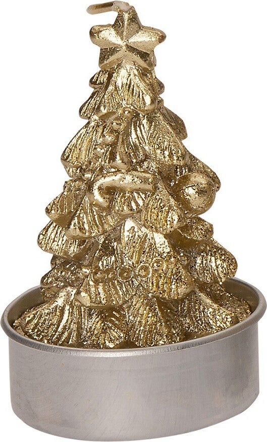 Intratuin kaars Kerstboom goud D 3,5 H 5 cm 6 stuks