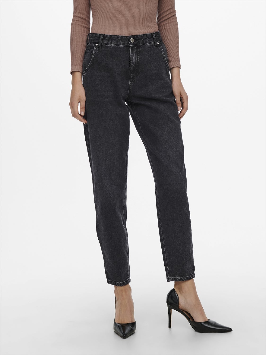 ONLTROY Hohe Taille Karotte Jeans Black Denim