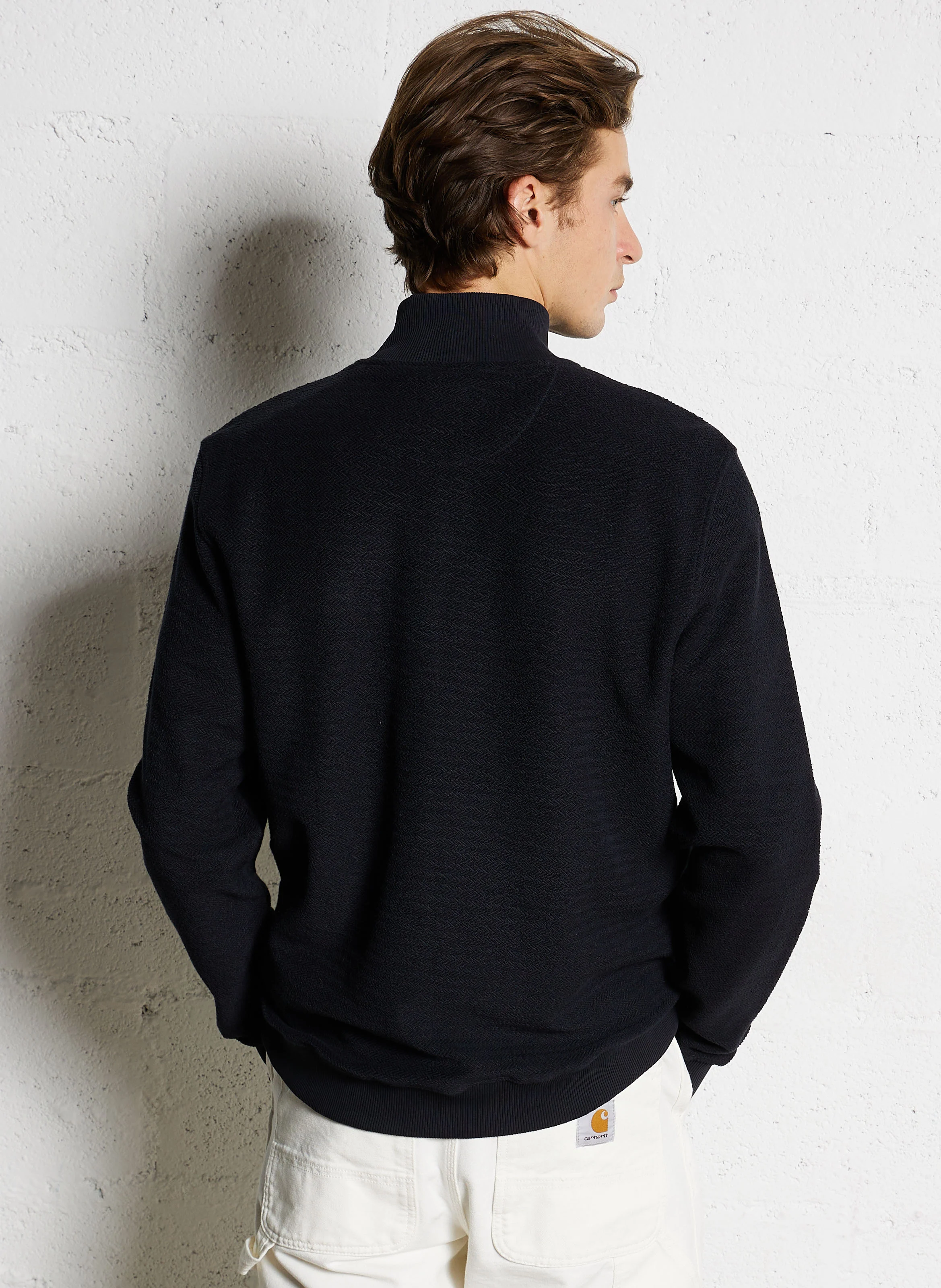 ANDRES - Pull regular en coton bio | Noir