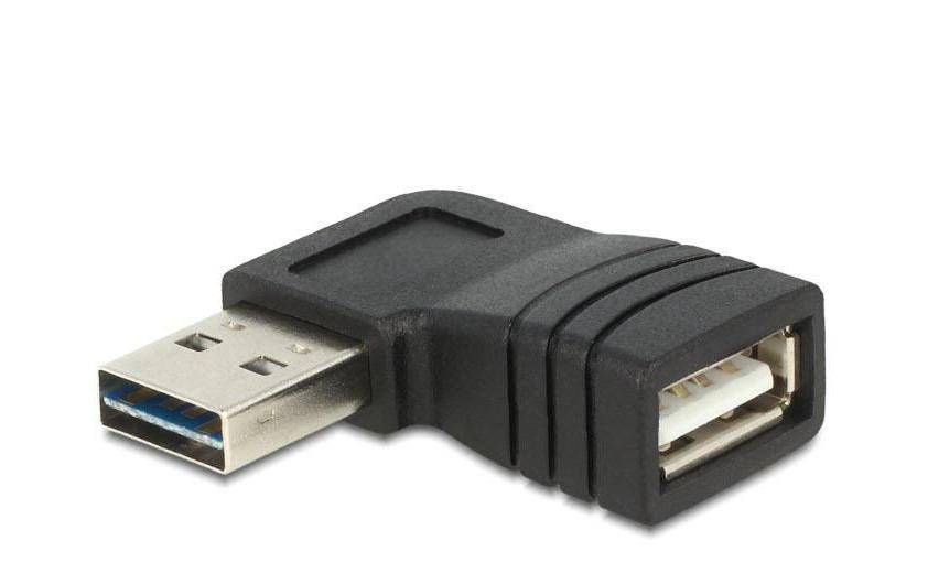 USB 2.0 Adapter Easy USB-A Stecker - USB-A BuchseBeidseitig verwendbar und gewinkelter USB-Adapter
