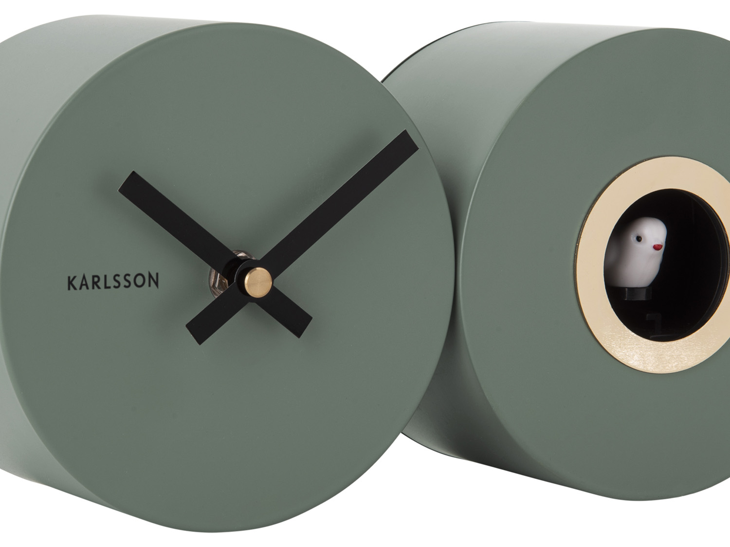 Wall clock Duo Cuckoo matt jungle green