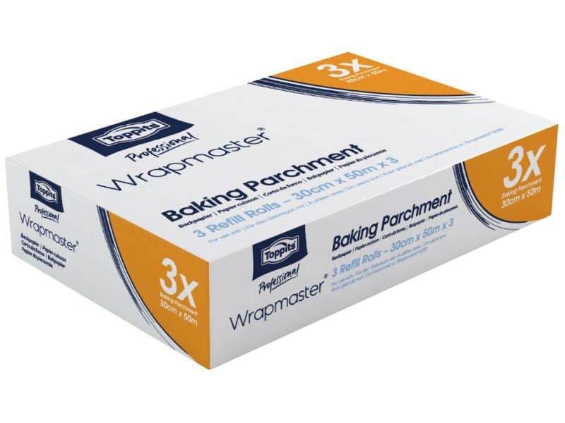 Toppits Backpapier Wrapmaster 30 cm x 50 m, 3 Stück Nachfüllrolle