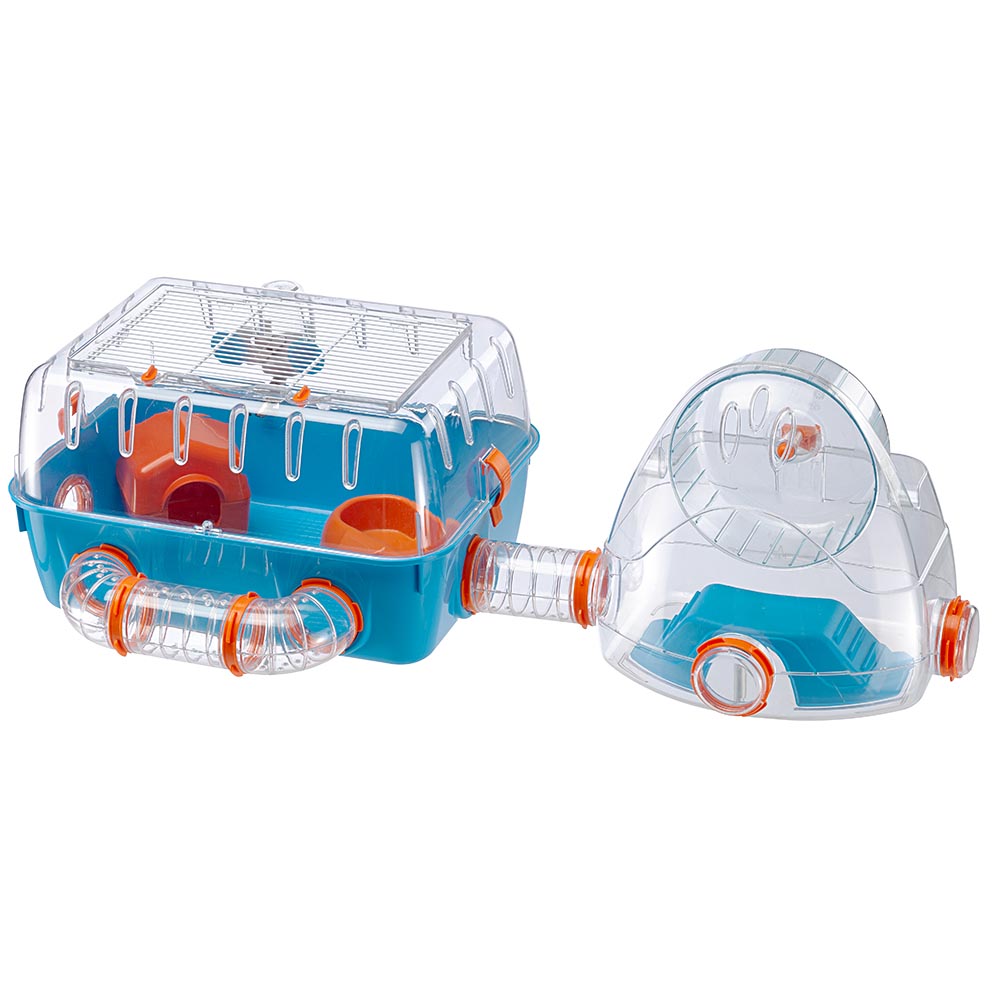 Ferplast cage pour hamsters combi 2, habitat pour petits rongeurs, plastique robuste, toit avec grille qui s'ouvre, tunnel et