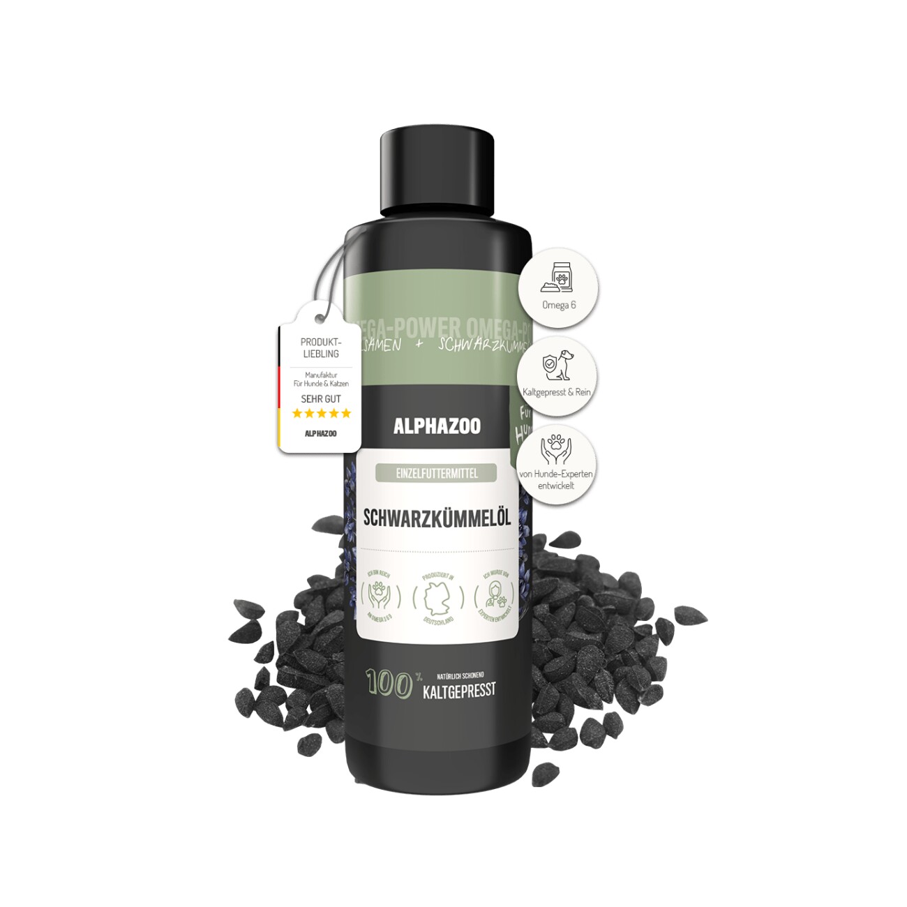 ALPHAZOO Premium Schwarzkümmelöl für Hunde 250 ml
