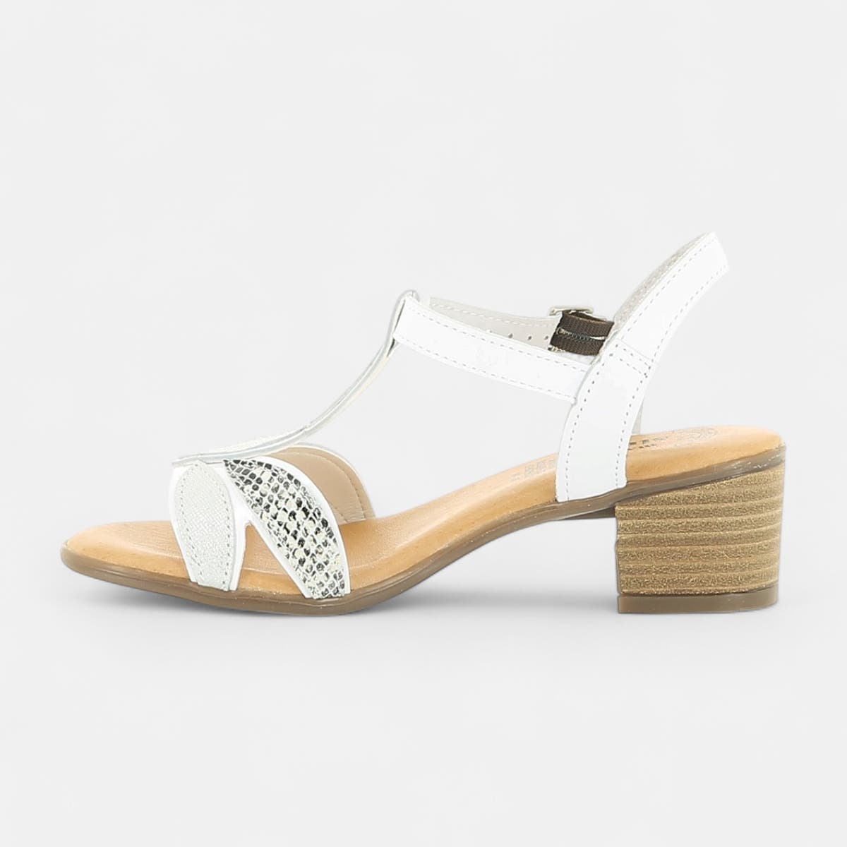 Nu-pieds à talon Femme en cuir blanc