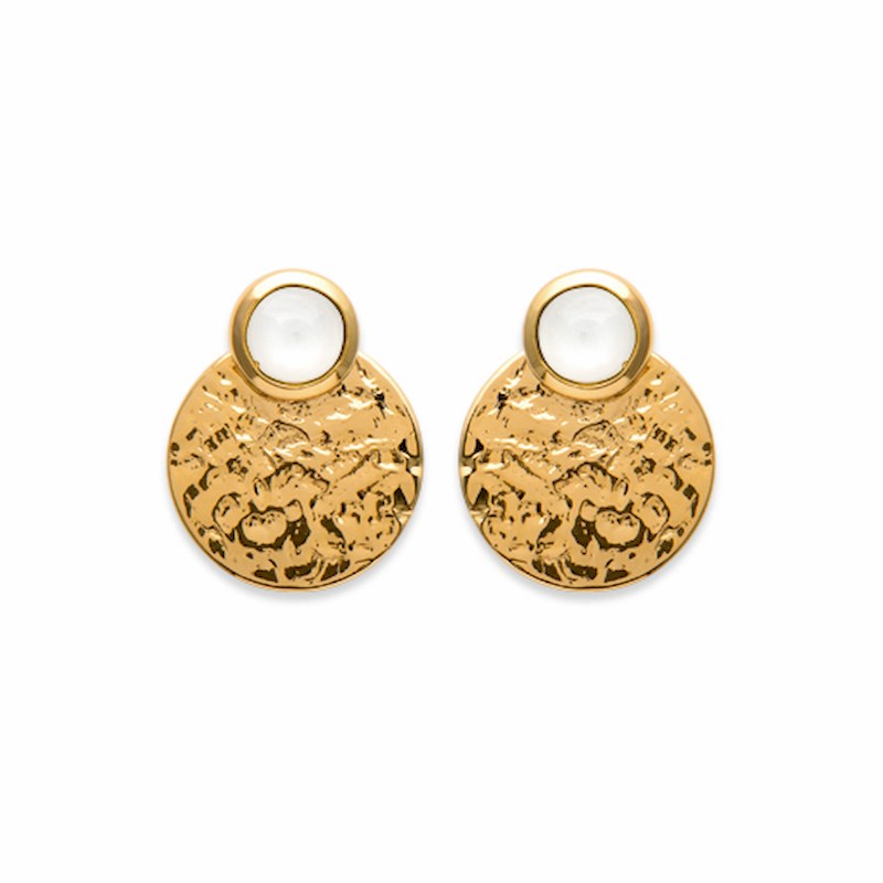Boucles d'oreilles Pierre de Lune plaqué or Pierre Precieuse