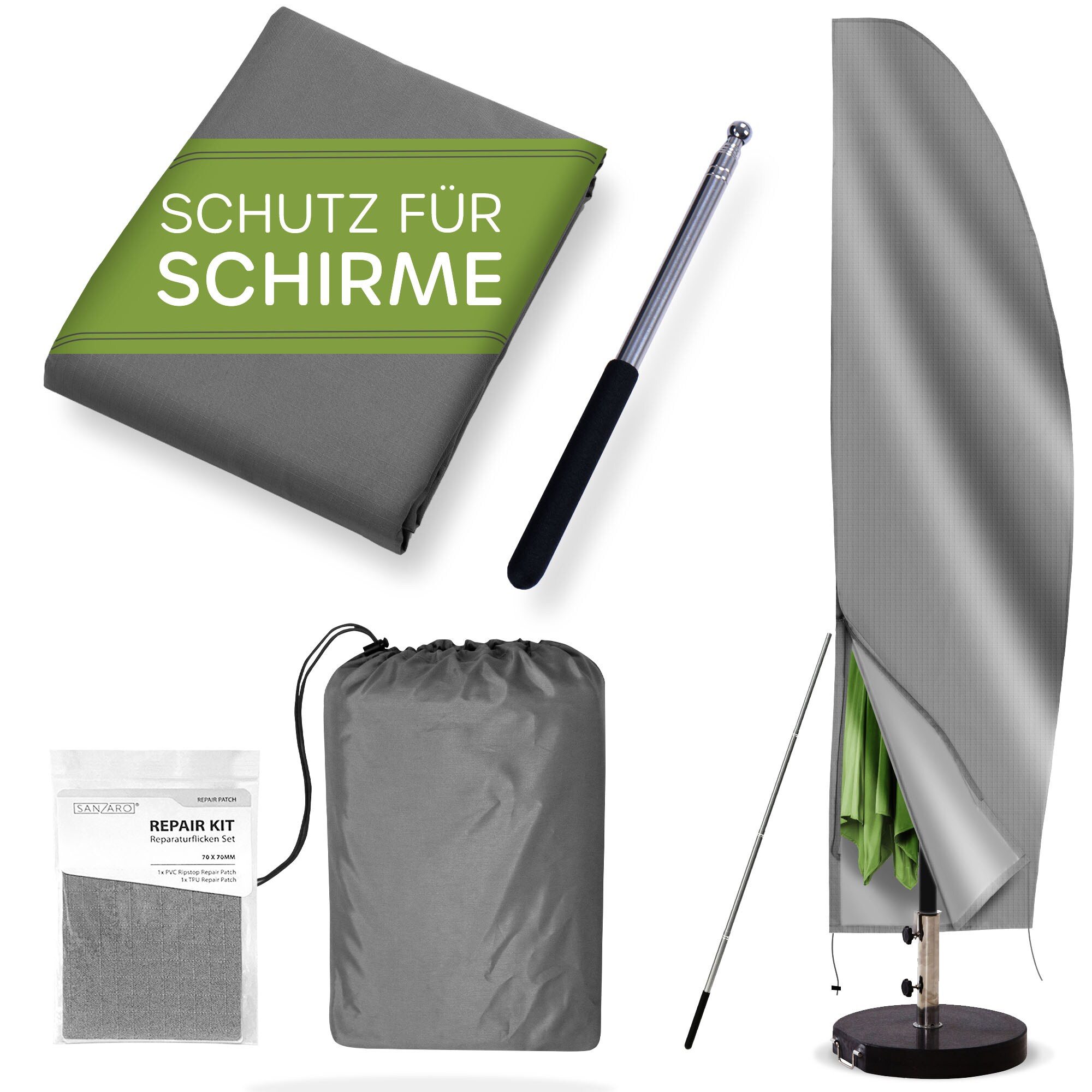 SANZARO Schutzhülle Gartenschirm Abdeckung Ampelschirm Sonnenschirm |280 x 40/81/50 cm (HxB)