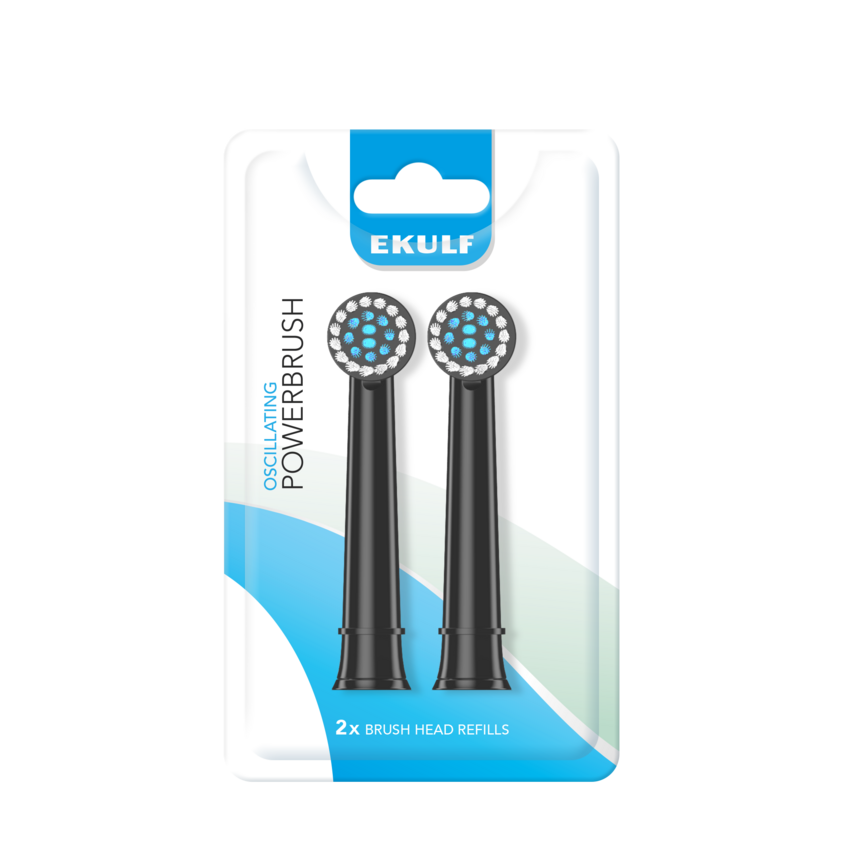Ekulf PowerBrush Black børstehoderefill 2 stk