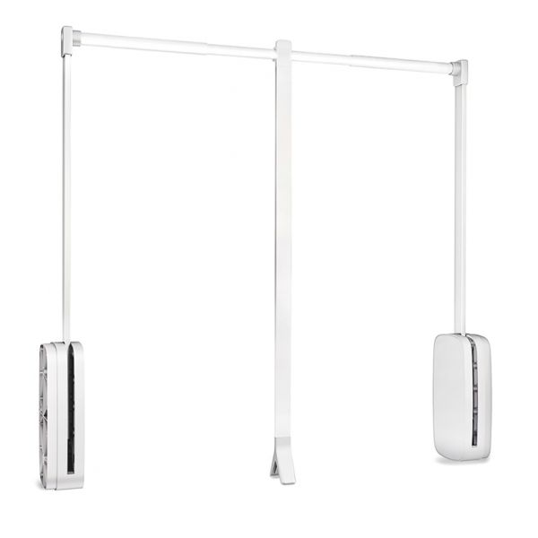 Emuca Varão Basculante Roupeiro Sling, Regulável 830-1.150 mm, Até 12 Kg, Aço, Branco - 7030215