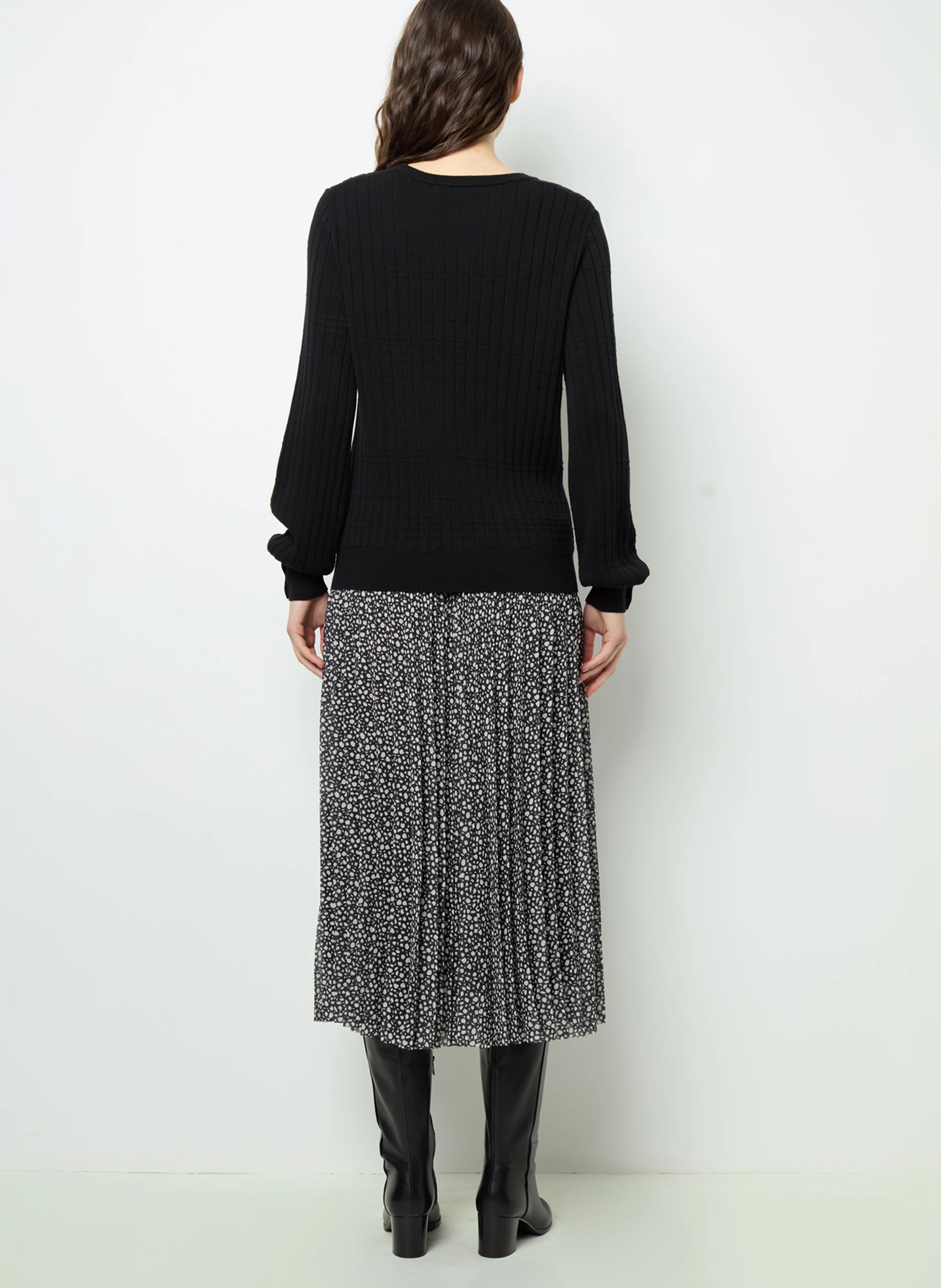 JEANNE - Pull col rond en laine mélangée | Noir