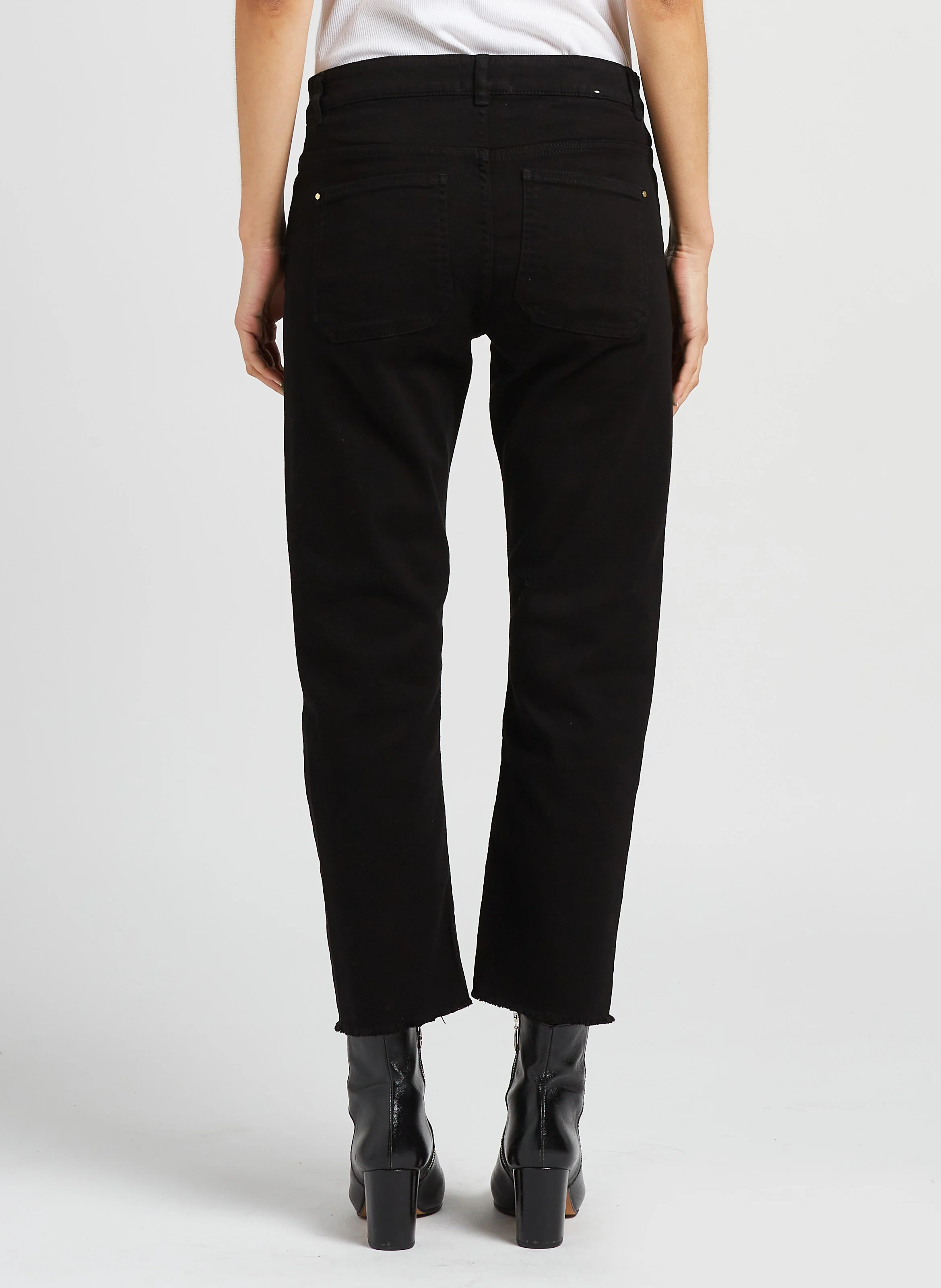 PATIENCE - Jean droit taille haute en coton mélangé | Noir