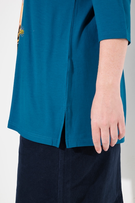 Shirt, Tiermotiv, A-Linie, Carree-Ausschnitt, 3/4-Arm