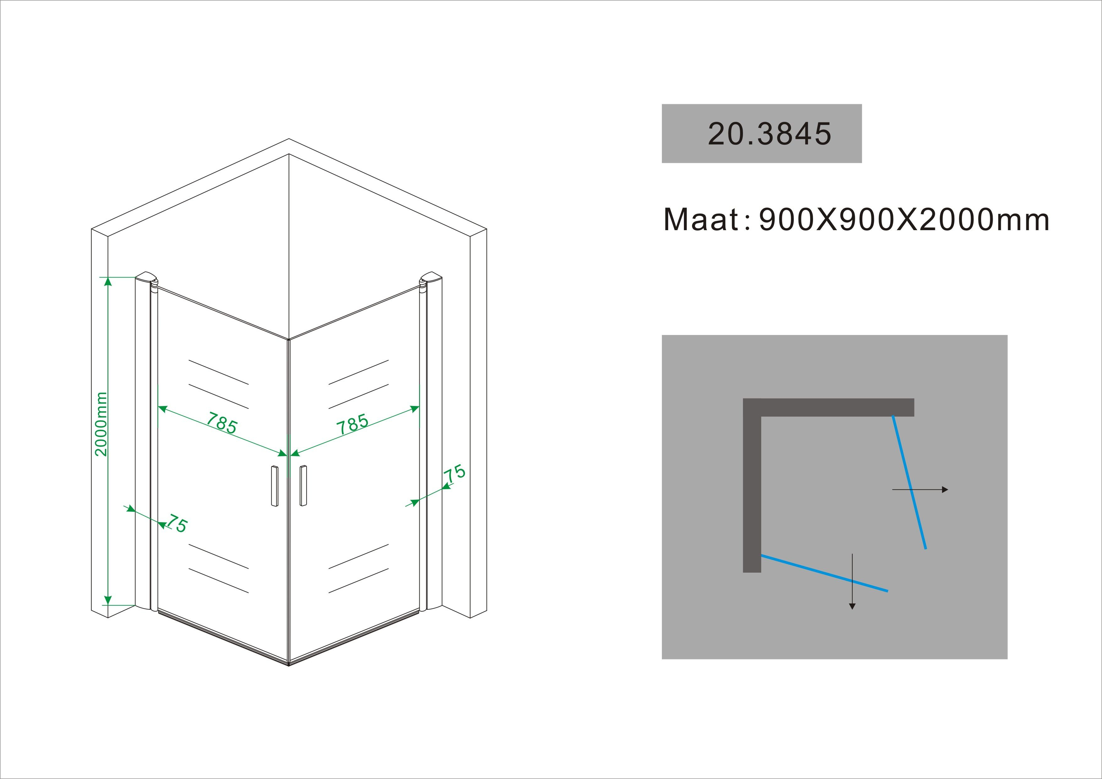 Mueller Double douchecabine 90x90cm Anti-kalk