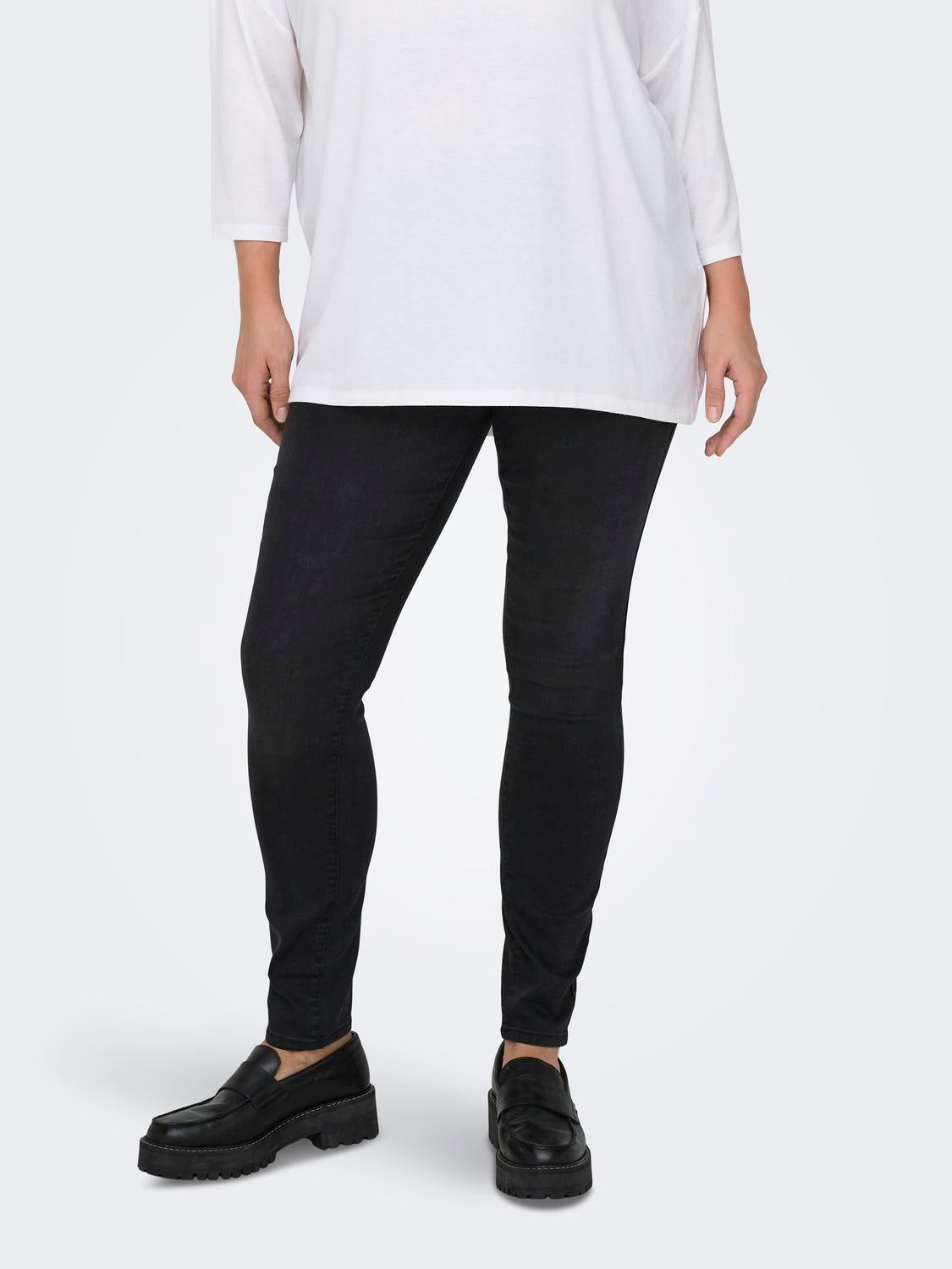 CARMILA-IRIS Hohe Taille Skinny Fit Jeans Washed Black