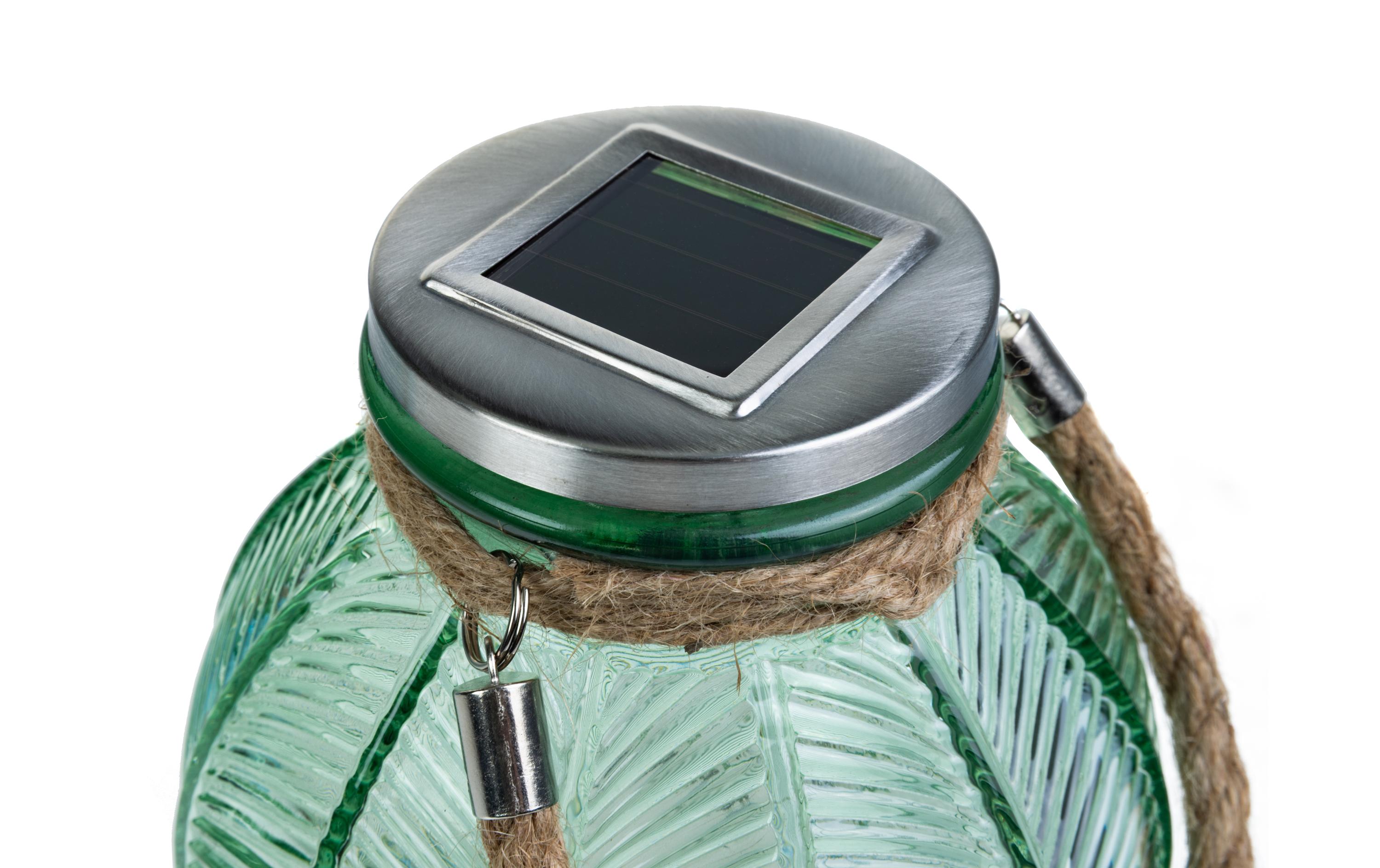 Solar-Gartenleuchte, grünLED-Glaskugel