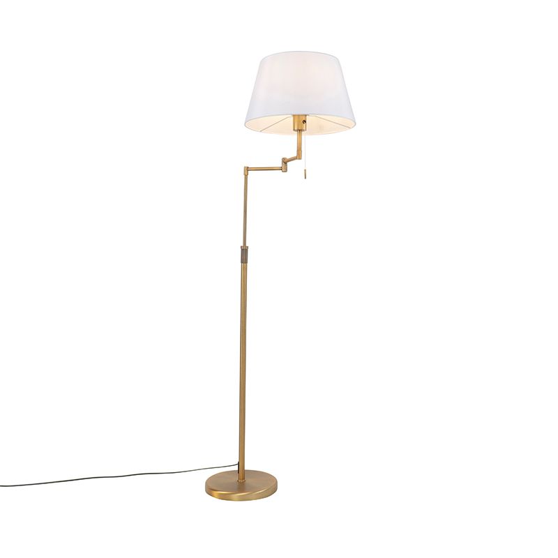 Vloerlamp brons met witte kap en verstelbare arm - Ladas Deluxe
