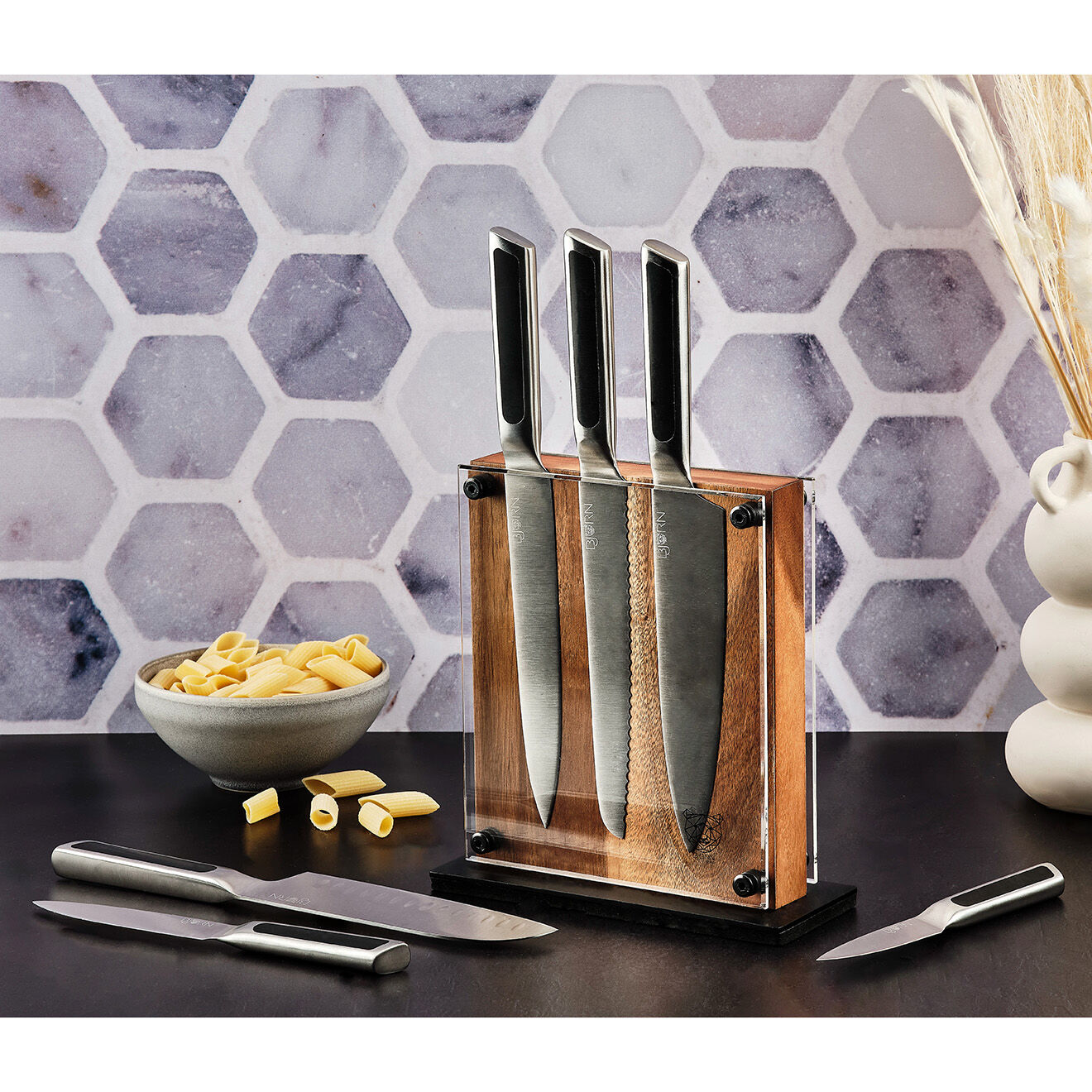 Bjorn Bloc avec couteaux de cuisine Loki Rauma inox mat - 7 pièces