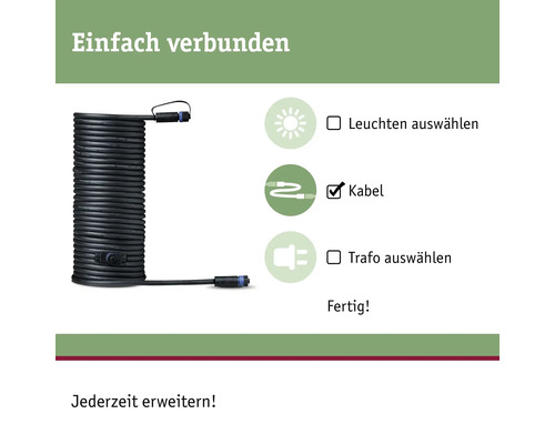 Paulmann Plug & Shine kabel IP68 1in-2out zwart 10 m 24V