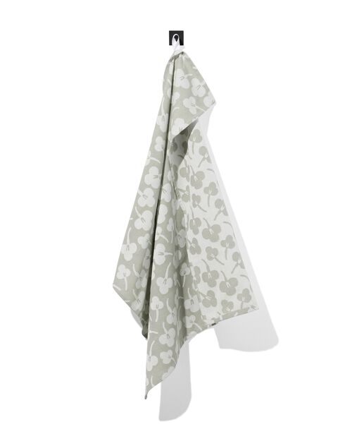torchon 65x65 coton gris-vert violettes