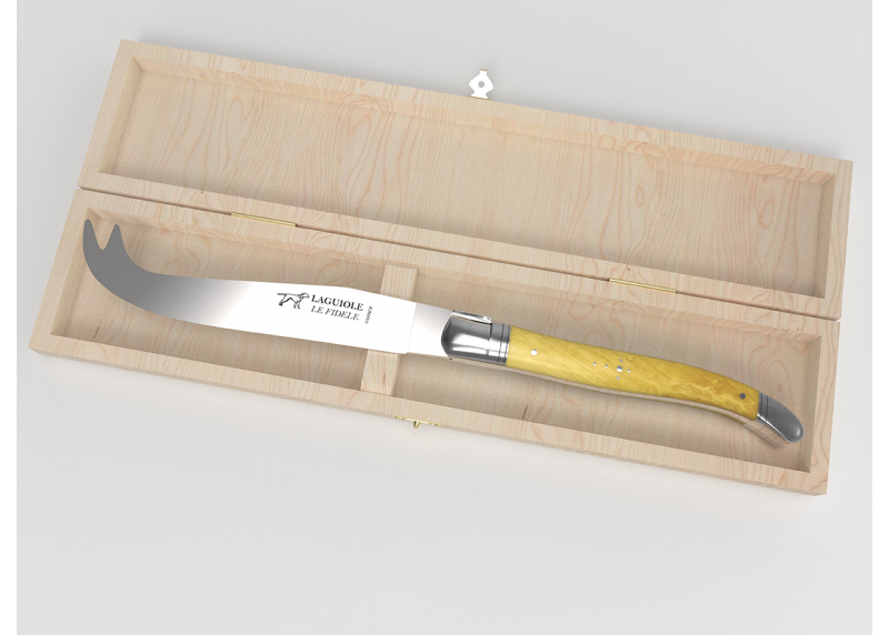 Couteau à fromage Laguiole avec un manche en buis et mitres en acier inoxydable