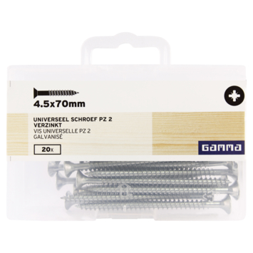GAMMA schroef universeel platkop verzinkt 4.5x70 mm 20 stuks