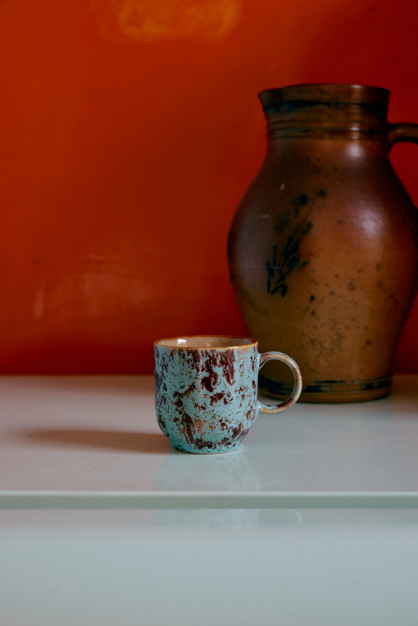 Servies 70's Ceramics cafe mug Abstract - set van 4