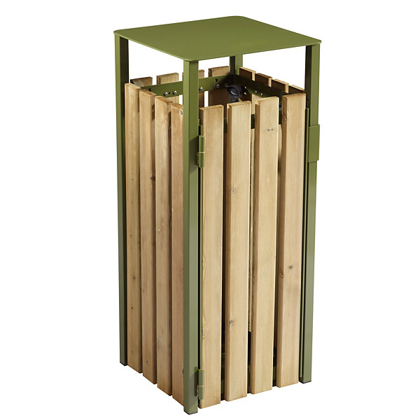 ROSSIGNOL Corbeille a poser ou à fixer eden - 110 L - sans cendrier - bois / vert olive