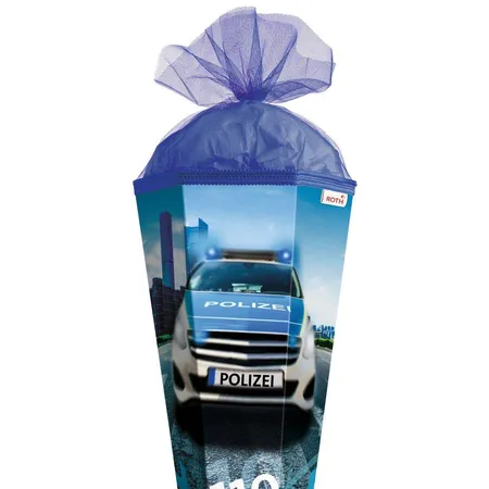 Roth Motiv-Schultüte, Polizei 110, 85cm, eckig, Rot(h)-Spitze, Tüllverschluss