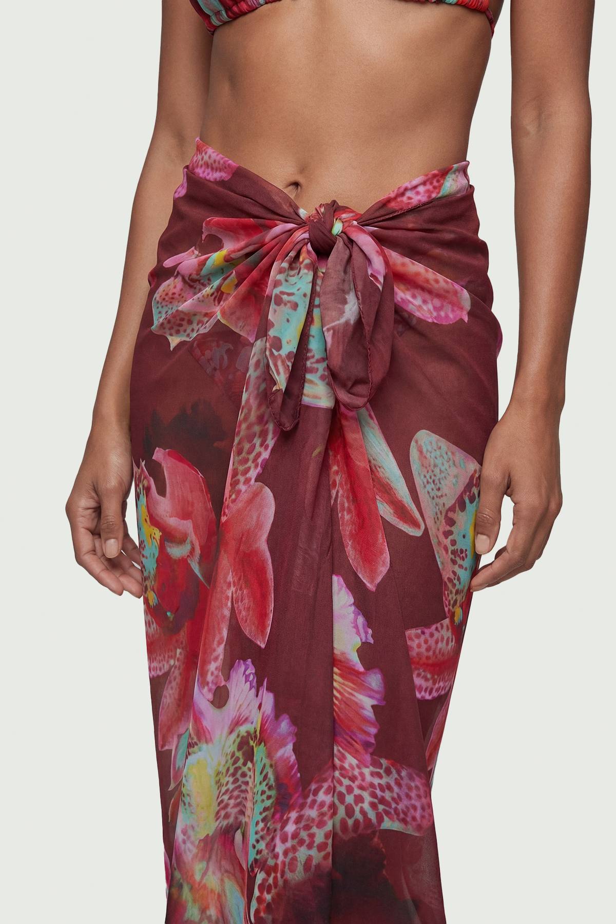 KarenMillen Paréo de Plage en Georgette de Viscose à Imprimé Floral Photographique