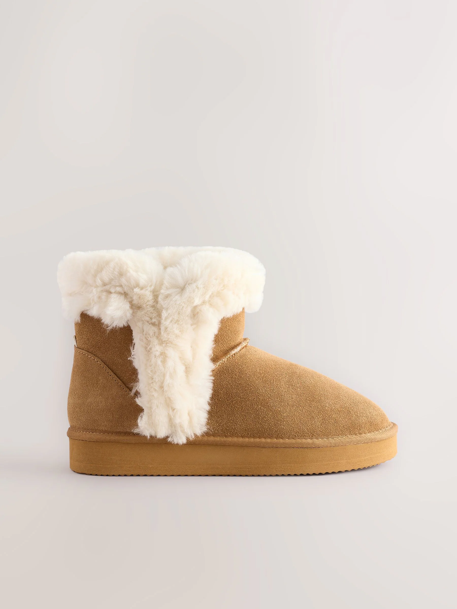 Lichtbruin - Suede Faux Fur Boot Slippers