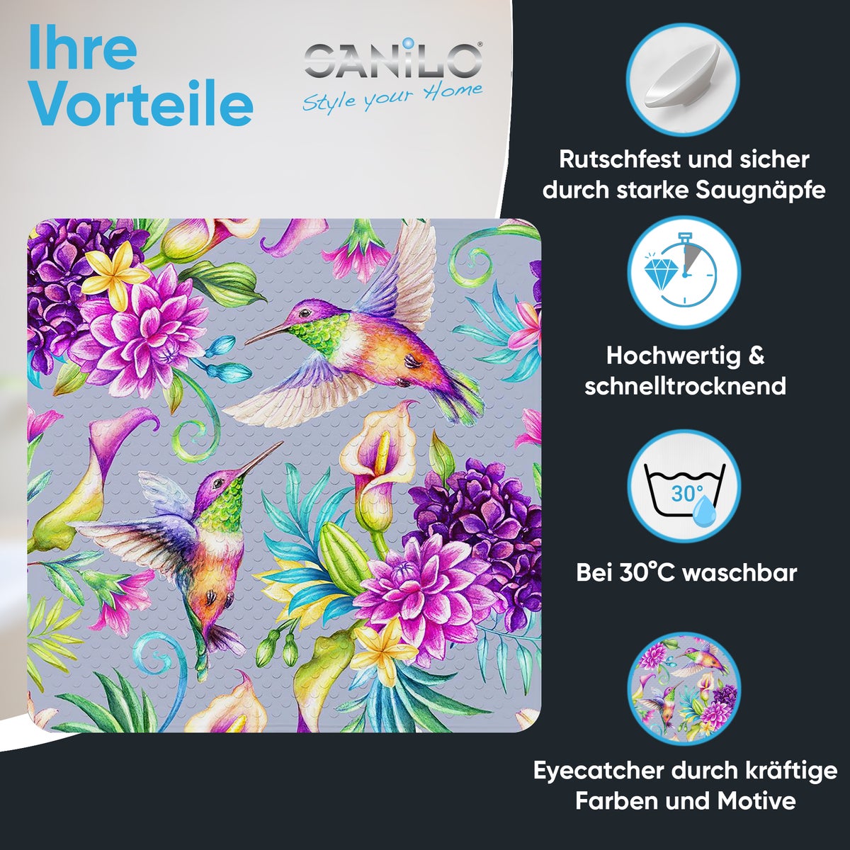 Sanilo badmat kolibrie 53 cm x 53 cm