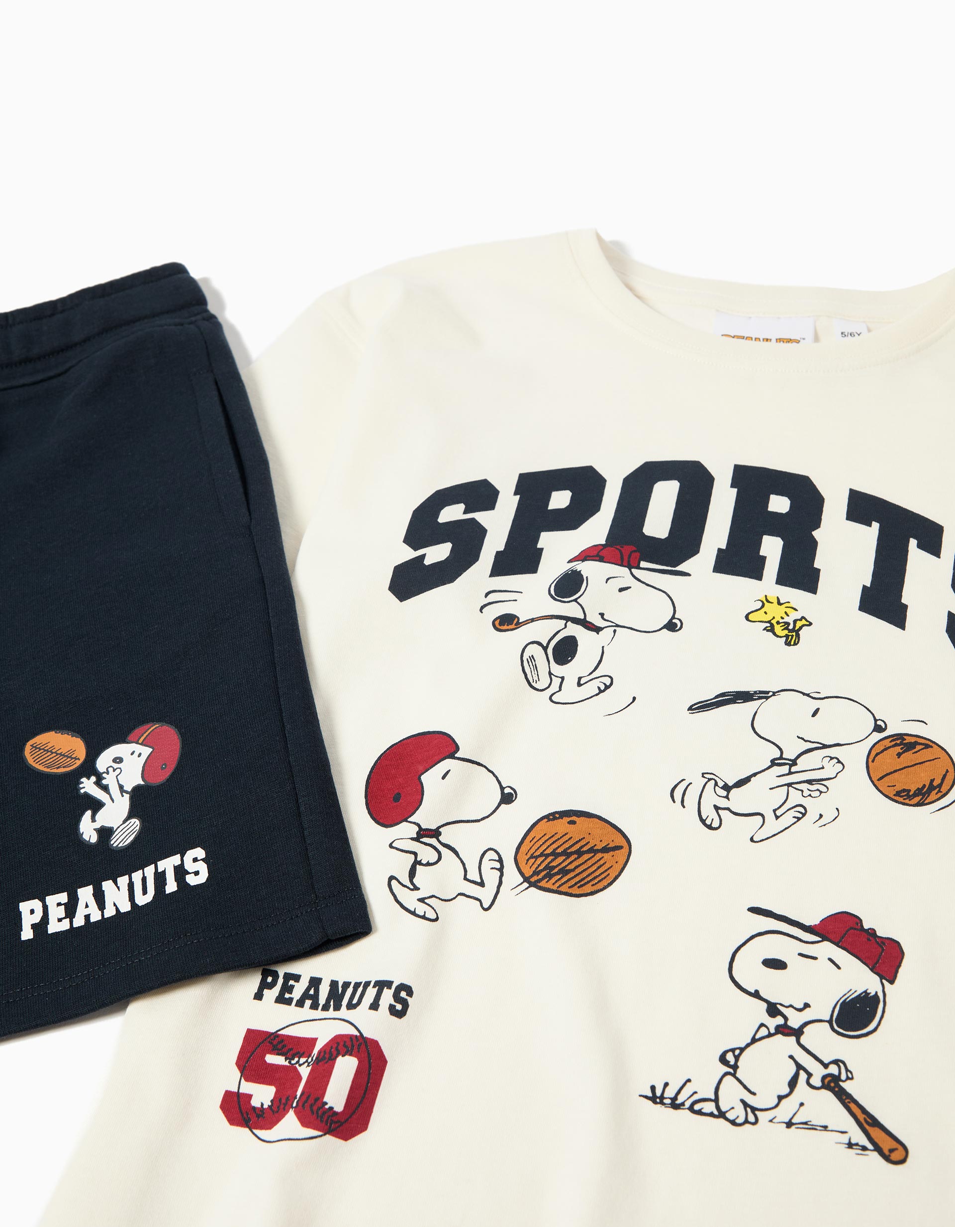Conjunto T-shirt e Calções 'Snoopy', Menino, Azul Escuro