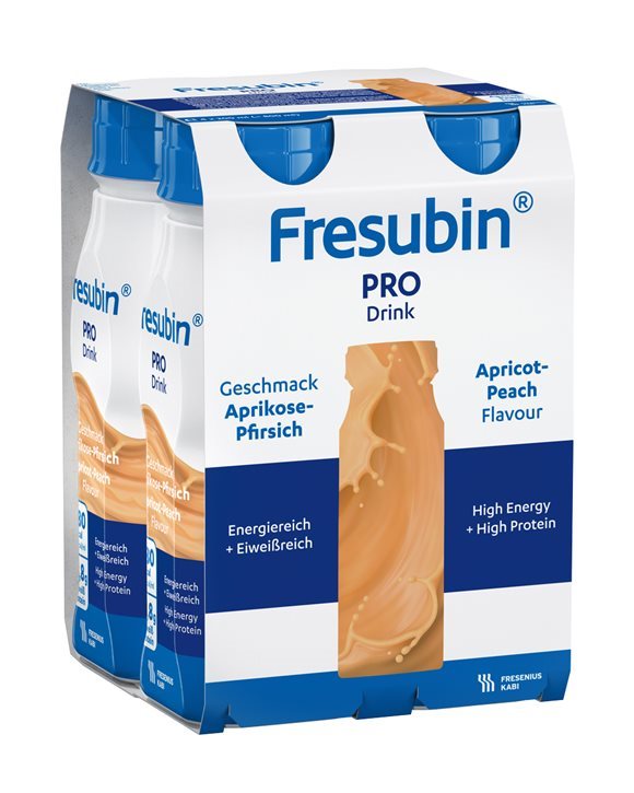 Fresubin Pro Drink<br>4 × 200 ml, Flasche, Emulsion zum Einnehmen, Aprikose-Pfirsich