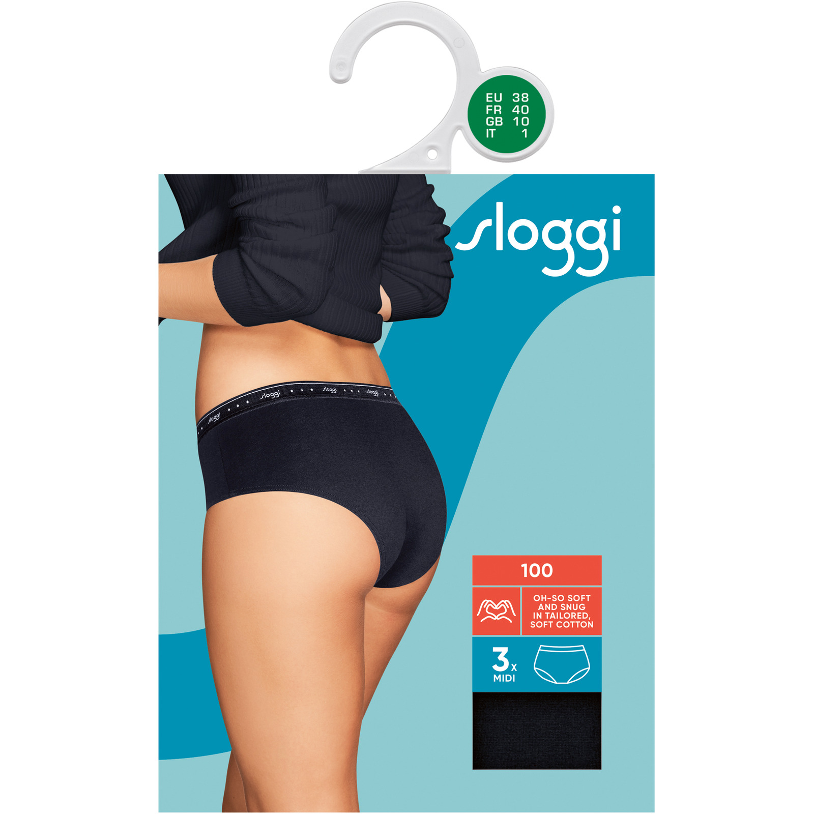 Sloggi Slip Damen 24/7 Midi C3P, 3er-Pack 44, weiss