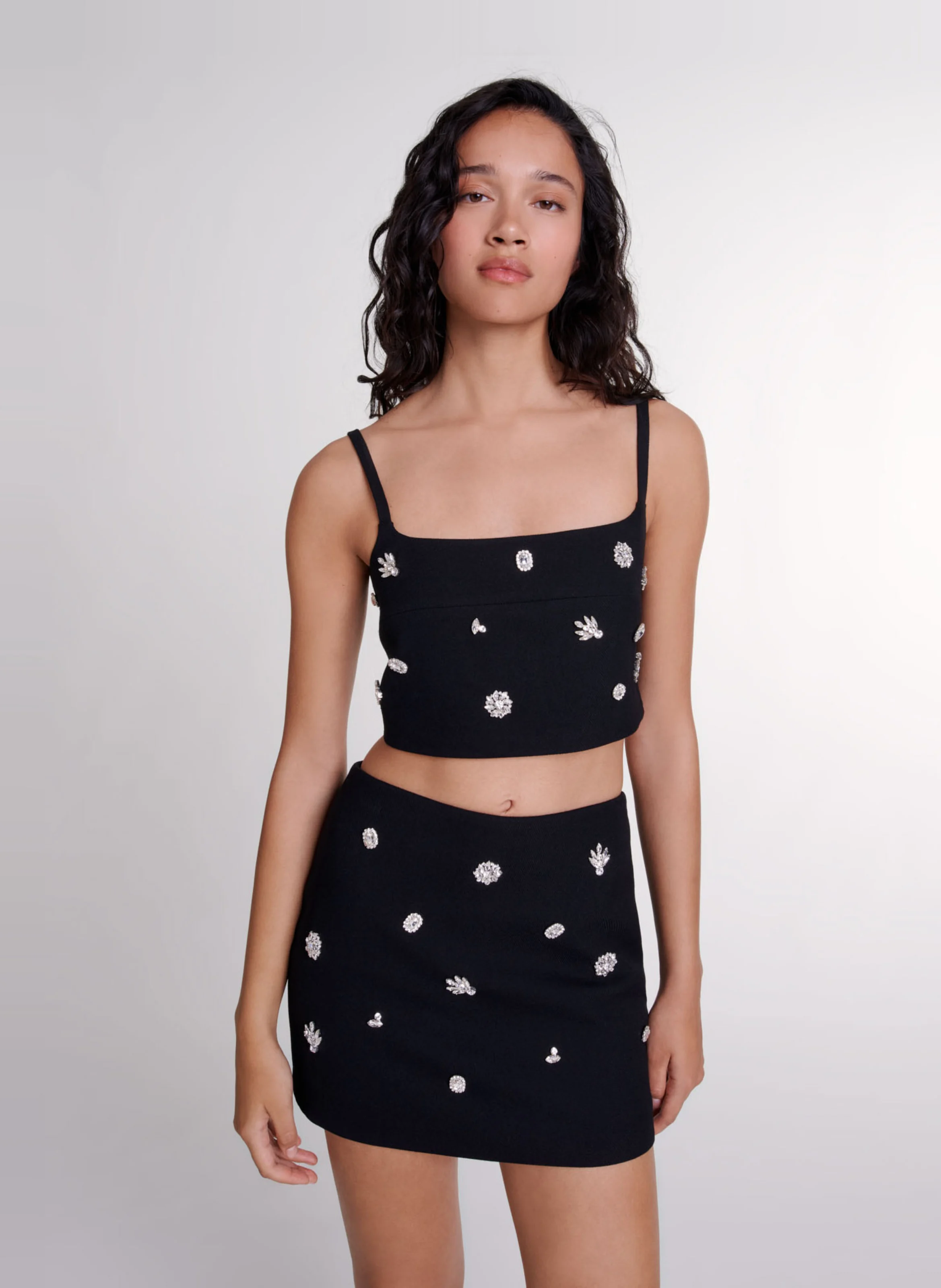 Jupe short trompe l'oeil| Noir