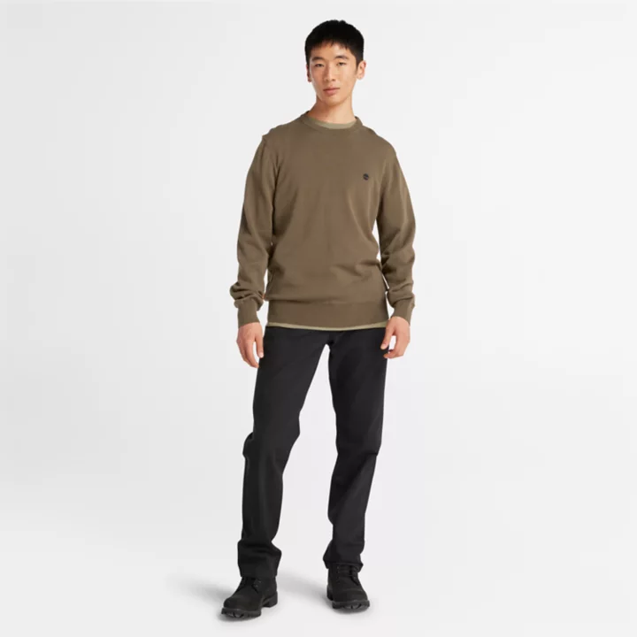 Pull à col rond Williams River pour homme en vert foncé
