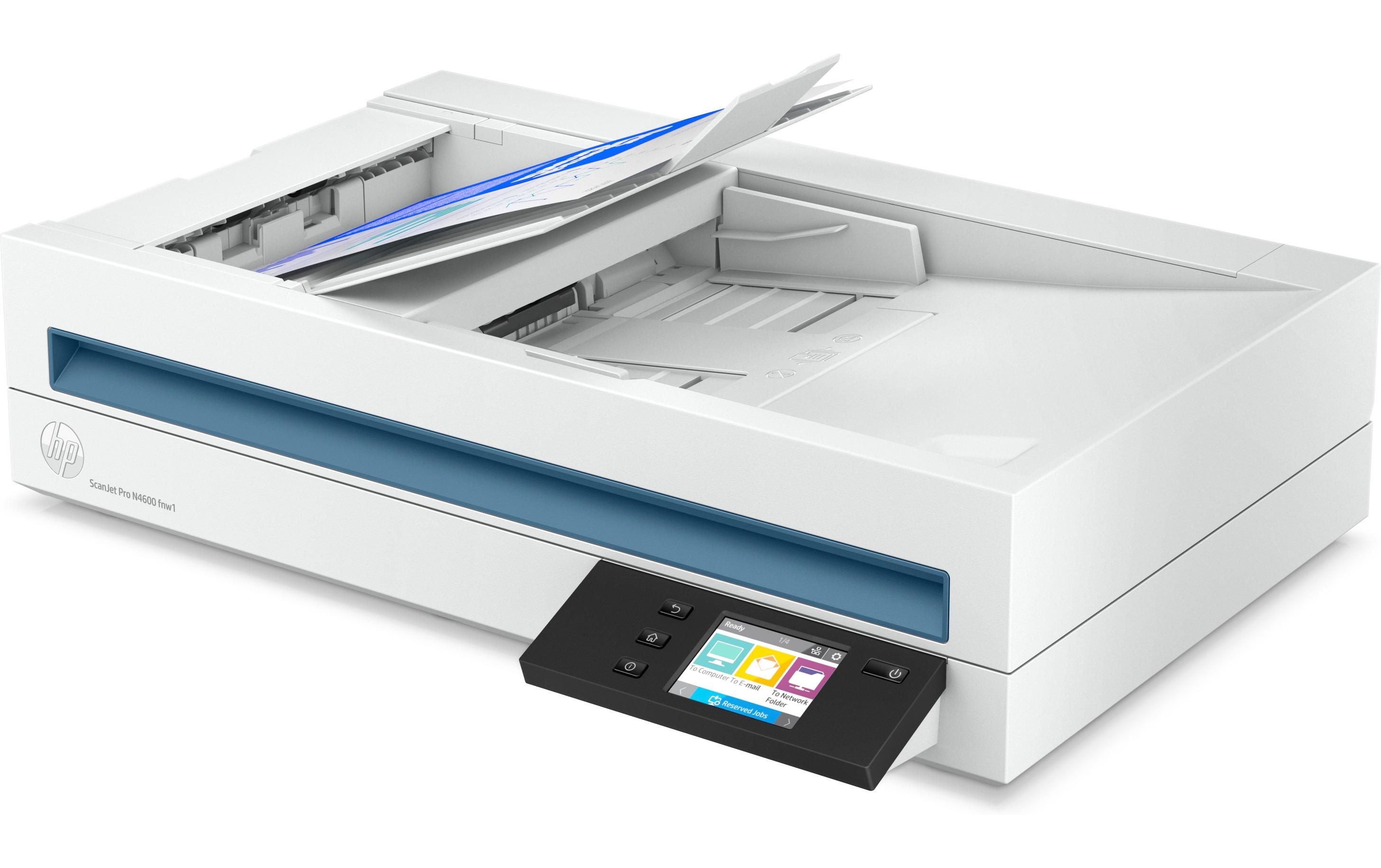 Dokumentenscanner ScanJet Pro N4600 fnw1<br>Netzwerkfähiger Hochgeschwindigkeits-Flachbettscanner mit HP EveryPage Technologie