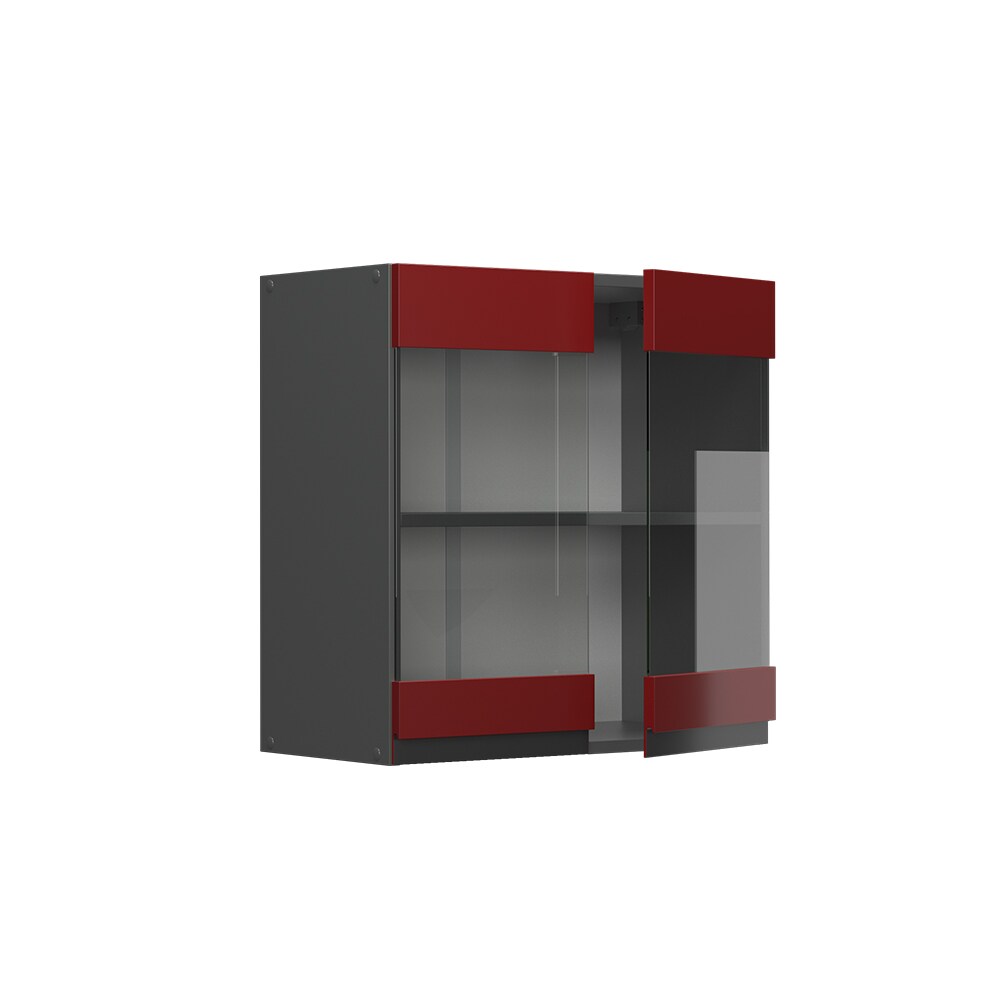 Vicco Glashängeschrank Küchenschrank Küchenmöbel R-Line J-Shape Anthrazit Rot 60 cm modern