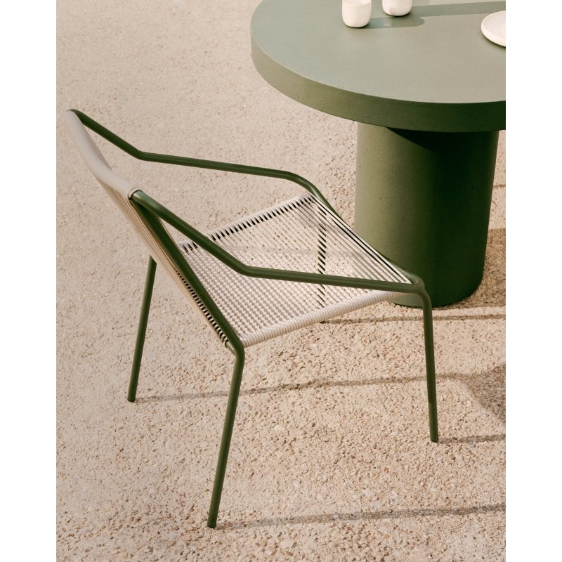 Chaise d’extérieur Zivia en corde écrue et acier galvanisé vert