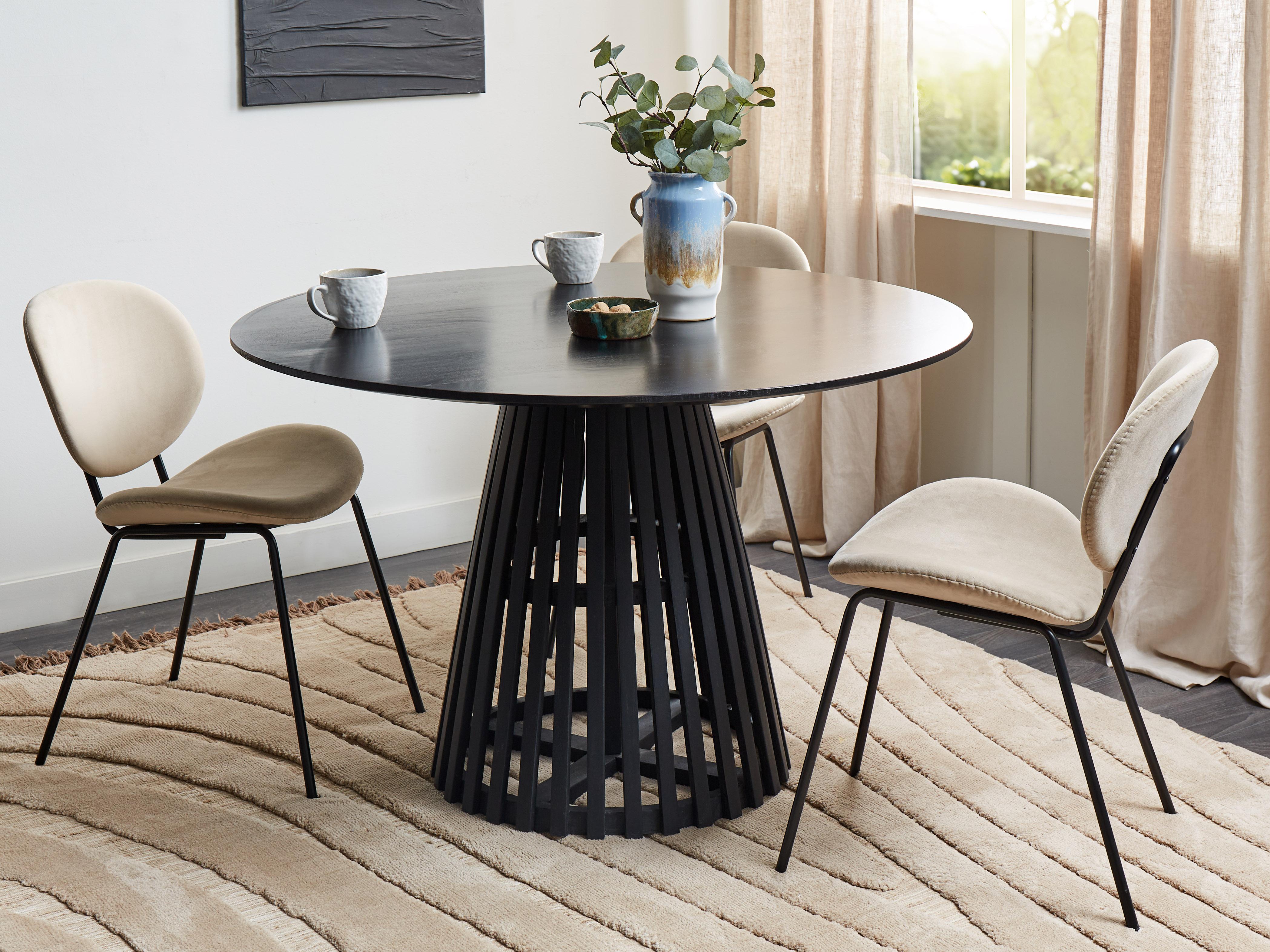 Eettafel MESILLA Zwart 120 cm Acaciahout 120 cm