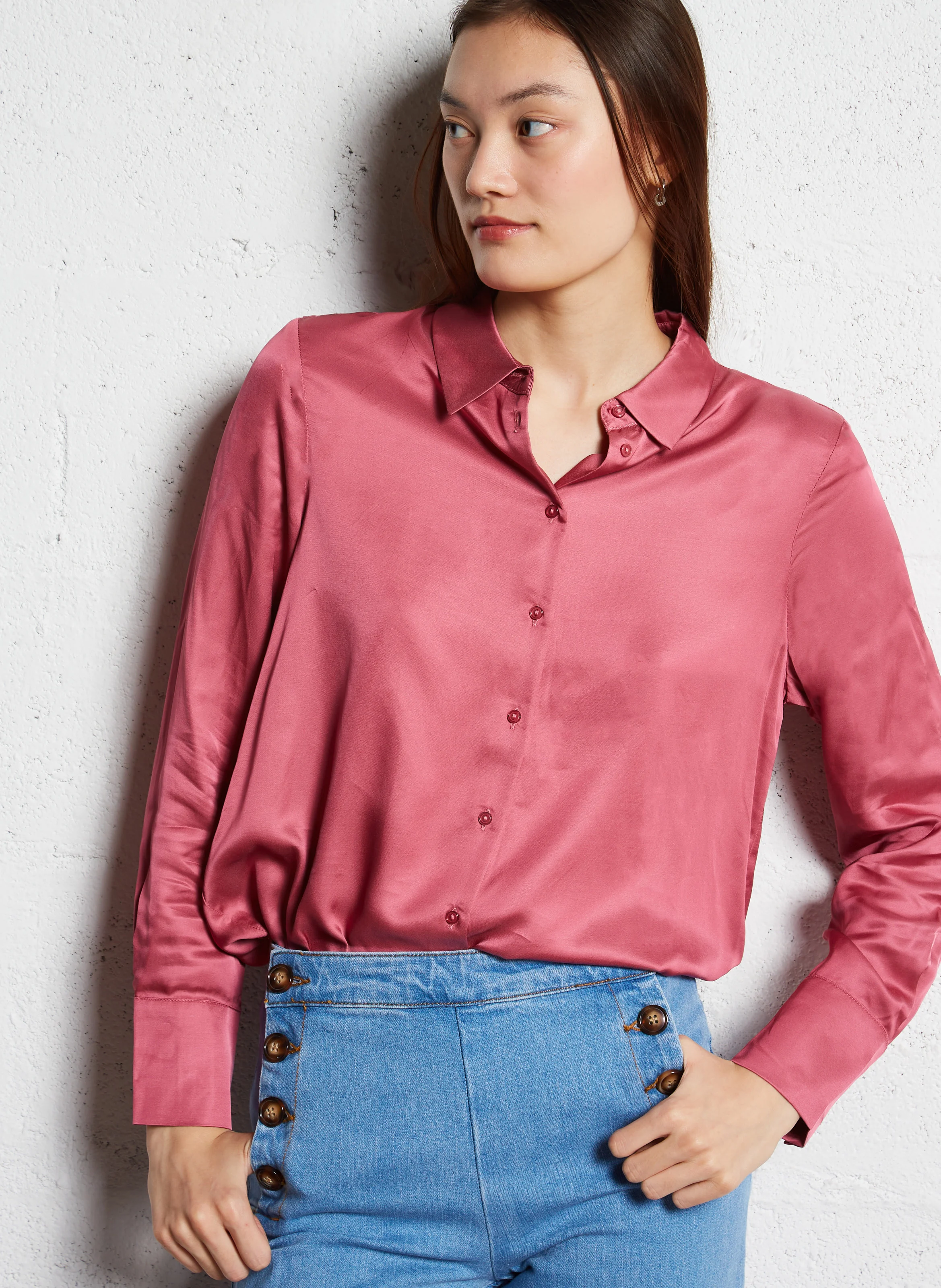CHIBA - Chemise droite col classique| Rose
