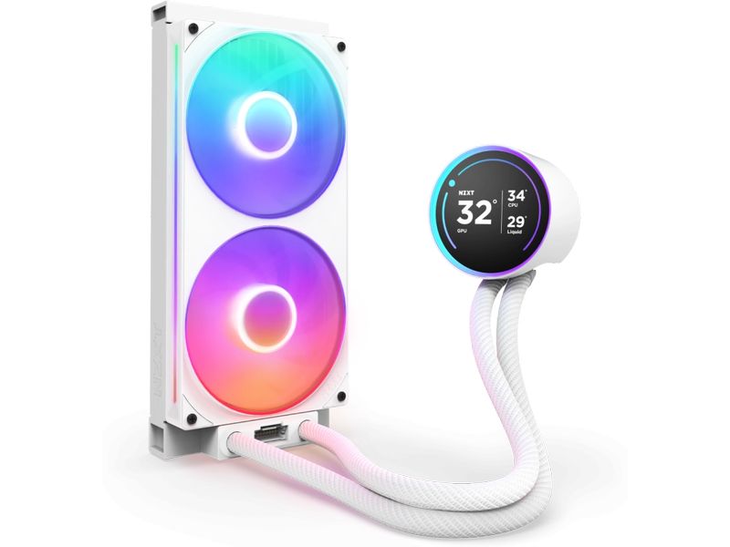 NZXT Wasserkühlung Kraken Elite 280 RGB Weiss Wasserkühler für Intel und AMD Prozessorsockel mit LCD-Display und leuchtenden, leisen RGB-Lüftern