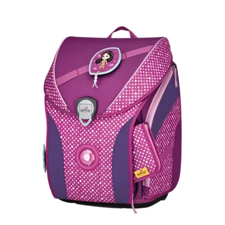 DerDiesDas Schulranzen-Set Ergoflex Max Purple Dots, 5-teilig